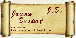 Jovan Despot vizit kartica